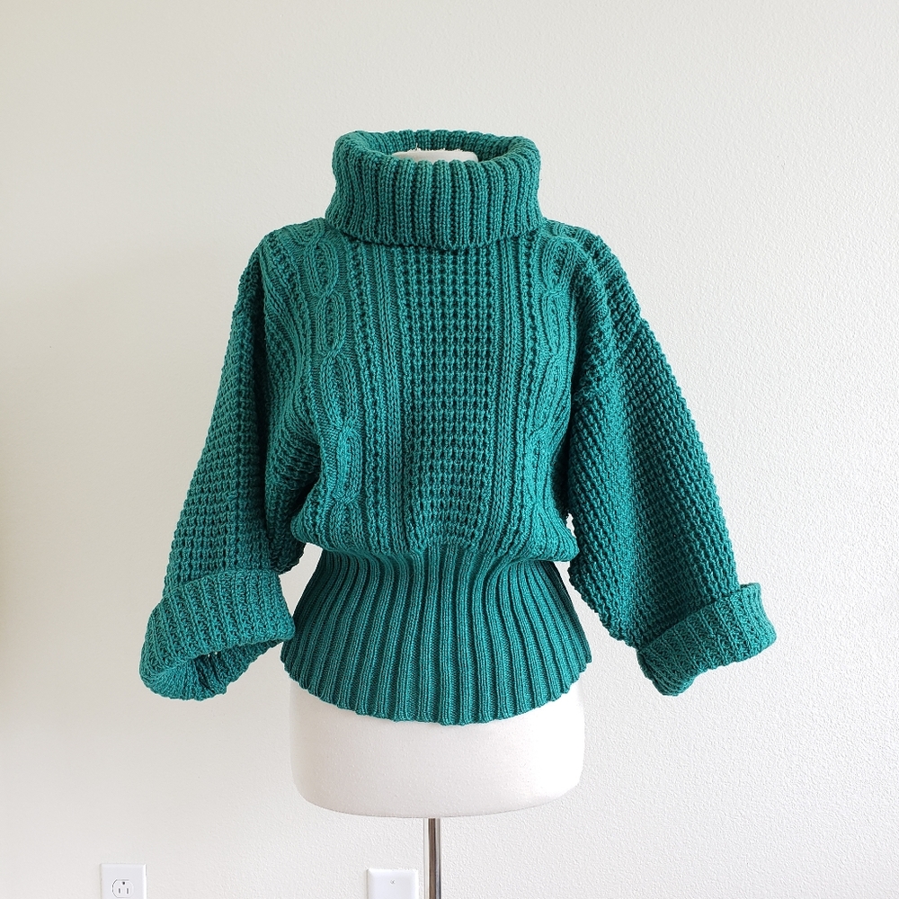 CORNEL Wool Hand Loomed in Donegal Sweater Emerald Green Color